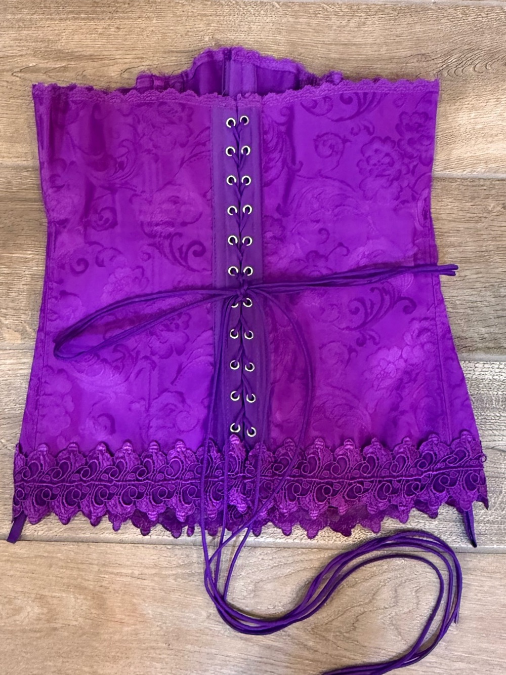 Vintage Frederick's of Hollywood Purple Lace-Up Corset Bustier Size 34